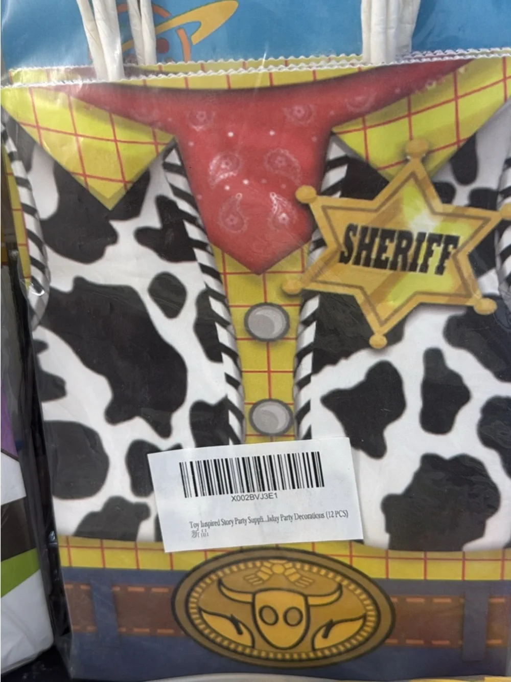 Toy Story birthday decorations set Cow Print Party Favor Bags - whole set